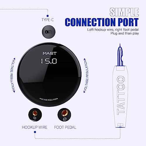 Mast Tattoo Power Supply, Halo2 Circle Digital Display Voltage, One Touch Easy Use for Tattoo Machine