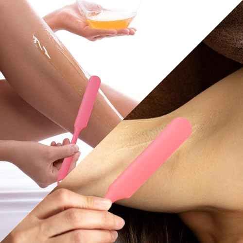6Pcs silicone wax applicator Non-stick Waxing Applicator Hair Removal Sticks Applicator Spatula Reusable Hard Wax Scraper for Home Salon Body Use (Pink)