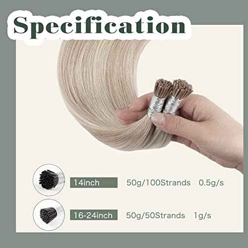 Sixstarhair I Tip Hair Extensions Human Hair Highlight Color Blonde 20/60 Gold Blonde With Ash Blonde I Tip Human Hair Soft Cold Fusion Itip Hair Extensions Remy Human Hair 24 Inch 50g/Pack
