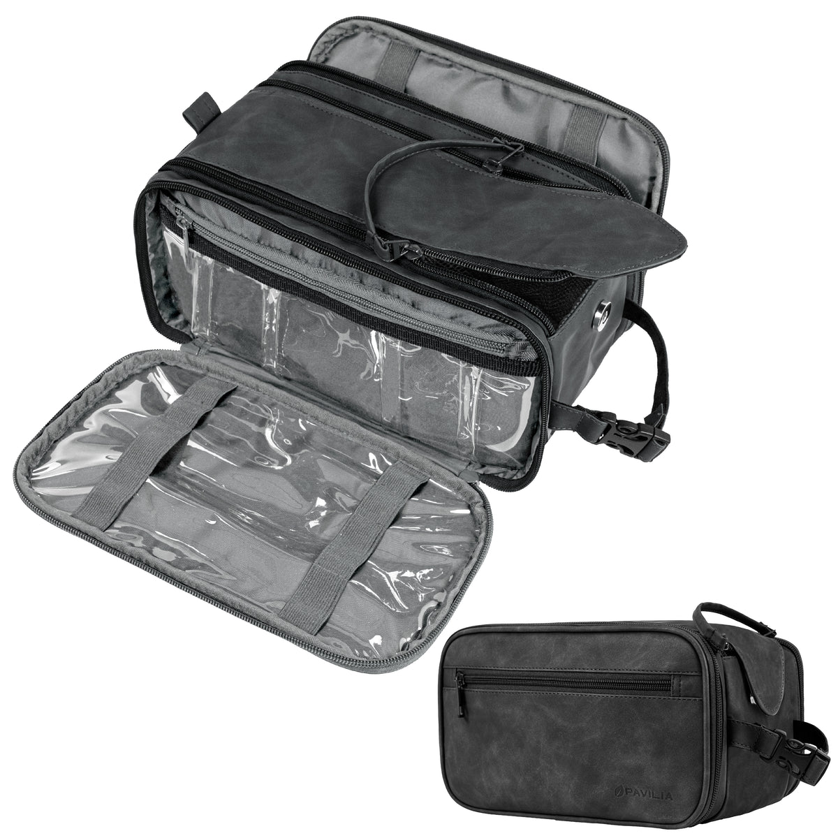 Travel Toiletry Bag Organizer for Men and Women Waterproof Cosmetic and Shaving Kit