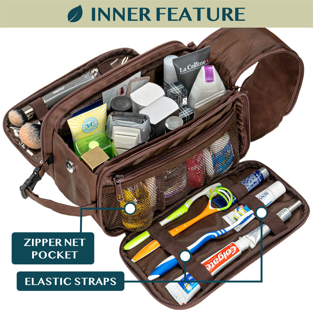 Travel Toiletry Bag Organizer for Men and Women Waterproof Cosmetic and Shaving Kit