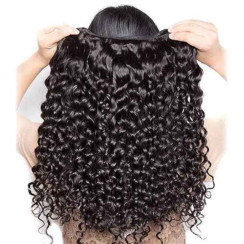 Deep Wave Bundles Human Hair Water Wave 3 Bundles 20 22 24 Inch Wet and Wavy 12A Brazilian Virgin Ocean Wave 100% Unprocessed Curly Weave Human Hair Bundles Natural Color