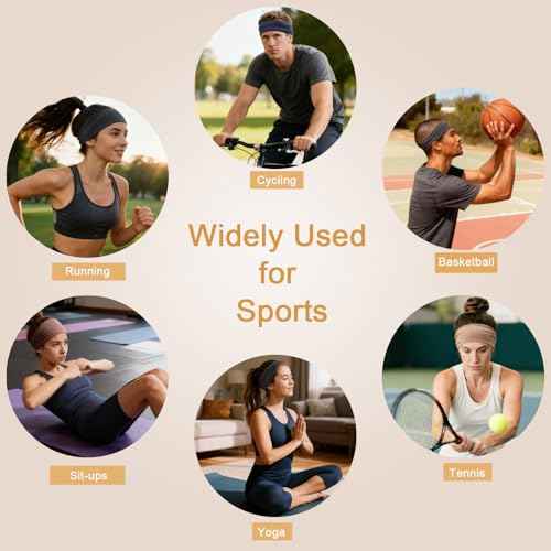 6 Pack Wide Headbands for Women - No Slip Hair Bands for Sports Yoga Workout Running Daily Use, Soft Stretchy Elastic Sweat Wicking Head Wraps Hair Accessories