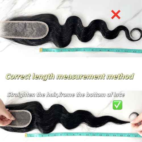 2x6 HD Lace Closure Body Wave Human Hair Transparent 2 by 6 HD Lace Closure 22Inch 100% Brazilian Virgin Unprocessed Middle Part Human Hair Kim K Closure With Baby Hair Natural Color
