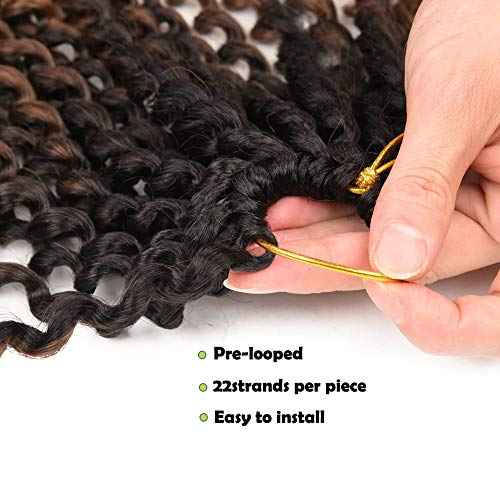 Passion Twist Hair 22 Inch Long Water Wave Ombre Passion Twist Crochet Hair For Women Curly Braiding Hair Long Spring Twist Hair Synthetic Hair Extension 7 Packs (22inch, Ombre brown blonde)