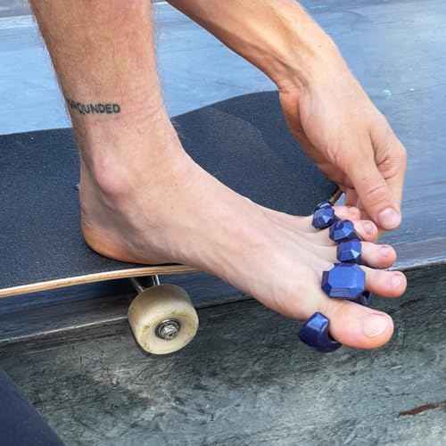YogaToes¢ç Gems¢ç for Men Fits Men's Shoe Size 7 & Up. Gel Toe Stretcher & Separator in Metallic Blue. Helps Foot Pain & Boost Athletic Performance!