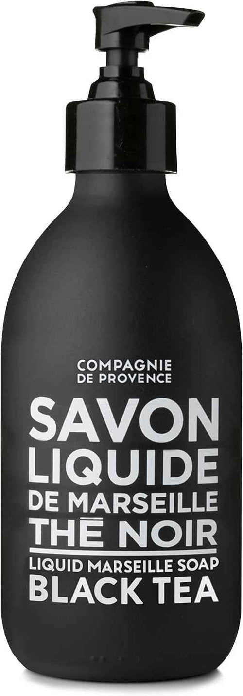 Compagnie de Provence Savon de Marseille Liquid Soap - Black Tea - 10 Fl Oz Glass Pump Bottle