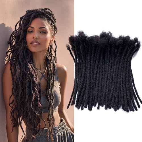 100% Human Hair Dreadlocks Handmade Locs Samll Size 0.4cm Width Pencil Size 60 per Bundles Natural Black #1B 6inch