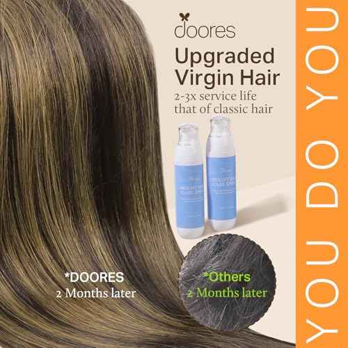 DOORES I Tip Hair Extensions, Balayage Chocolate Brown to Caramel Blonde 50g/50s 24 Inch, Itip Extensions Human Hair For Women Human Hair Cold Fusion Hair Extensions Straight Itip Extensions