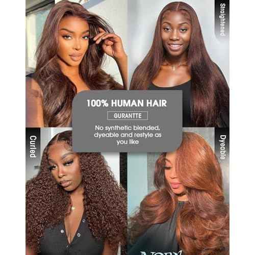 Chocalate Brown Lace Front Wigs Human Hair 13x4 HD Transparent Lace Frontal Wigs Body Wave Colored 4 Brown Wavy Wig Pre-Plucked Hairline 180% Density 24 inch