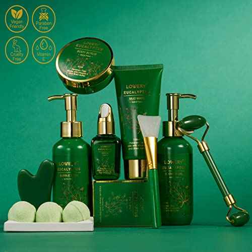 Christmas Gifts for Women & Men Who Have Everything, Eucalyptus Spa Gift Baskets for Mom, 16pc Bath Gift Set for Birthday Gifts for Women, Body Self Care Set for Pampering & Relaxation Basket