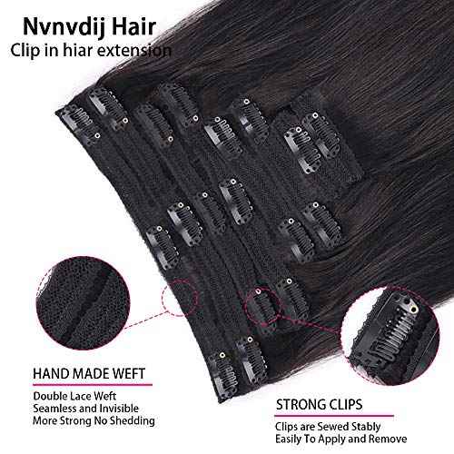 Clip in Hair Extensions Real Human Hair Straight Brazilian Human Hair Clip in Extensions 8Pcs 120g Silky Straight Remy Hair Clip ins for Women (26inch, #1B Natural Black)