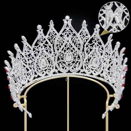Crystal Queen Crown for Women Tall Wedding Crown for Bride Birthday Prom Princess Quince Tiara for Girls Pageant Crown Large Bridal Headpiece