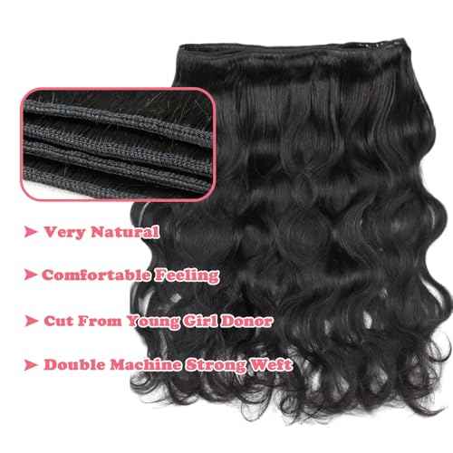 14A Body Wave Human Hair Bundles 14 16 18 20 Inch Bundles Human Hair 100% Unprocessed Brazilian Virgin Hair Body Wave 4 Bundles Human Hair Extensions for Women Natural Color Quick Weave