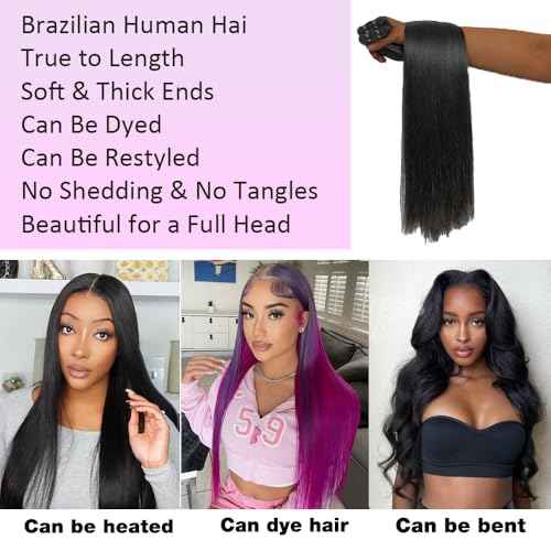 12A Human Hair Bundles 20 22 24 Inch Straight Human Hair Unprocessed Brazilian Hair 3 Bundles Quick Weave Natural Black