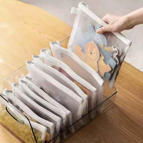OZY 10 Pieces Nylon Zipper Mesh Pouch,Cosmetic Bags,Zipper Bags for Organizing Storage,Puzzle, Board Games,Multipurpose Travel Bags and Office Supplies (White)