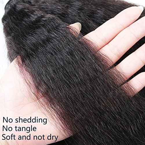 Yaki Straight Bundles Human Hair Kinky Straight Bundles Weave Real Brazilian Remy Hair 14 16 18 inch 12a 100% Unprocessed Virgin Hair Extensions Natural Color