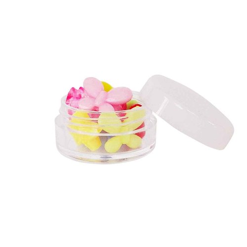 Wopanxye 50pcs 3g Travel Cosmetic Sample Containers for Make-up Eye Shadow Nails Powder Gems Beads Jewelry Cream Lip Gloss Balm, Small 3ml Clear Round Pot Makeup Jars with White Lid, 3g Plastic Jars
