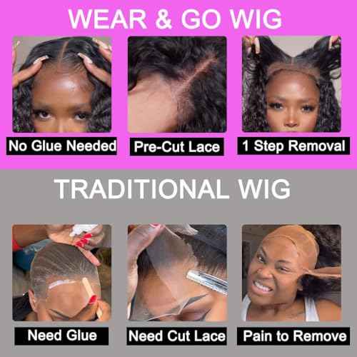 Wear and Go Glueless Wigs Human Hair Pre Plucked Pre Cut 4x4 Lace Front Wigs for Black Women for Beginners Curly Human Hair Wig (28 Inch)