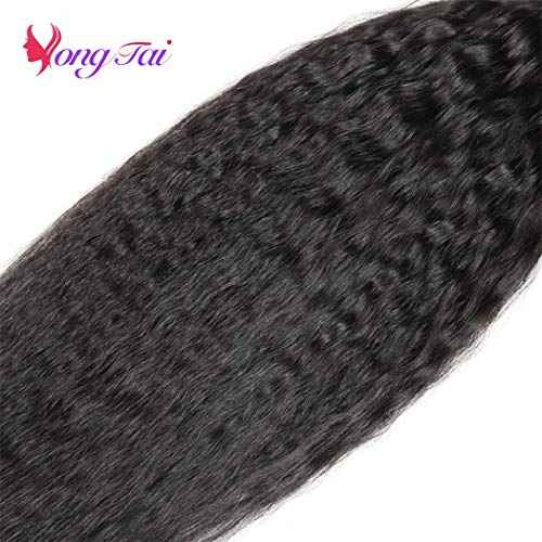 Brazilian Kinky Straight Human Hair - 3 Bundles Virgin Kinky Straight Hair 12 14 16 Inches 100% Unprocessed Kinky Straight Human Hair Extensions for Black Women 1B Color