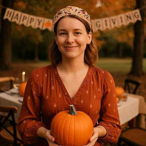 3Pcs Thanksgiving Day Headbands for Women - Turkey & Letter Knotted Hair Hoops, Fall Pumpkin Autumn Maple Leaves Accessory for Holiday