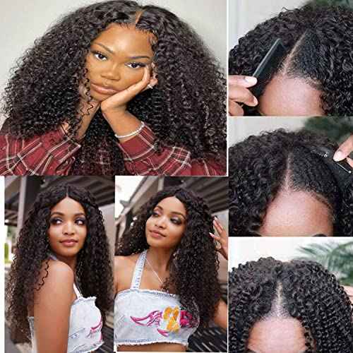 Ainmeys Curly V Part Wigs Kinky curly V Shape Wigs for Black Women No Leave Out Upgrade U Part Wigs Glueless Full Head Clip In Half Wigs(18IN 180%Density)