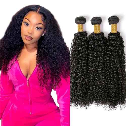Kinky Curly Bundles Human Hair Natural Black Afro Curly Human Hair Bundles 16 18 20 Inch Unprocessed Remy Hair Extensions Ultra Soft No Tangle Double Weft Deals