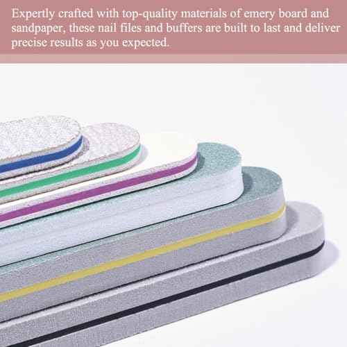 6pcs Nail File Nail Buffers for Natural Nails, Emery Boards for Nails, Nail Buffer and Shine Kit Nail Filer, Nail Buffer Block 100/180 Grit Nail Files Fingernail Files