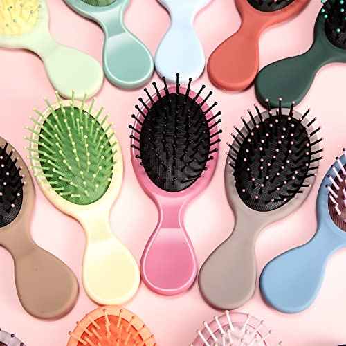 Zopeal 28 Pcs Kids Gift Wet Hair Mini Brush Bulk Girl Halloween Operation Christmas Small Pocket Travel Hairbrush Hygiene Detangler Soft Bristle Detangling Paddle for Party Favor Reward(28 Colors)