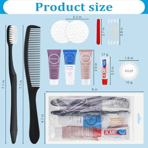 Toiletries Kits Bulk Disposable Travel Supplies, Personal Hygiene Care Essentials Men Women Trial Size Toiletry Sets Amenities for Hotel/Camping/ Charity/Homeless/Shelter/Relief 7 in 1 (20 Pack)