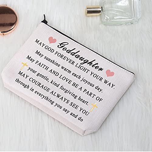 CMNIM Goddaughter Gifts Makeup Bag Goddaughter Religious Gifts Goddaughter Cosmetic Bag Zipper Pouch May God Forever Light Your Way (Goddaughter Bag)