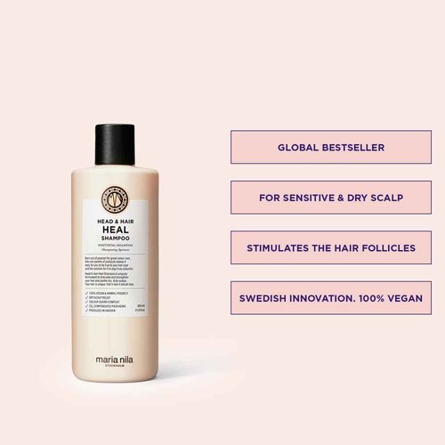 Maria Nila Head & Hair Heal, Shampoo 11.8 Fl Oz, Soothing Aloe Vera for dry & itchy scalps, 100% Vegan & Sulfate/Paraben free