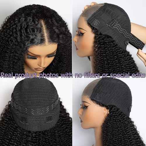 Lemoda 5x5 Wear and Go Burmese Kinky Curly Lace Frontal Human Hair Wigs 210 Density 18Inch Deep Curly 5x5 Pre-Bleached Knots HD Unglueless Transparent Lace Front Wigs For Women