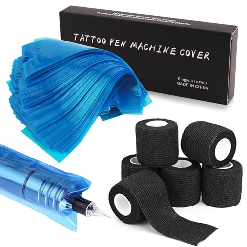 Large Machine Pen Covers 200pcs Tattoo Machine Covers Plastic Tattoo Pen Covers Grip Covers Disposable Tattoo Pen Sleeves for Cartridges Tattoo Supplies (Blue)