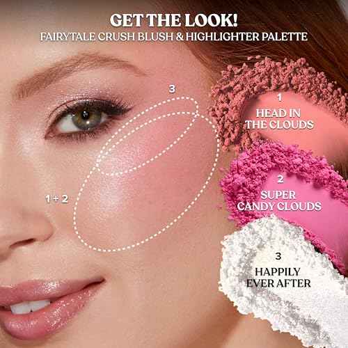 Too Faced Fairytale Crush Blush & Highlighter Set | Moon Crush Highlighter + Cloud Blush Face Palette Gift Set