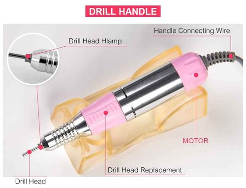 Professional Nail Drill Machine Electric Nail File Acrylic Manicure Pedicure Grinding Drill Set Low Heat Low Noise Low Vibration,30000 RPM Polishing Shape Tools Design for Home Salon Use(Pink 110V)
