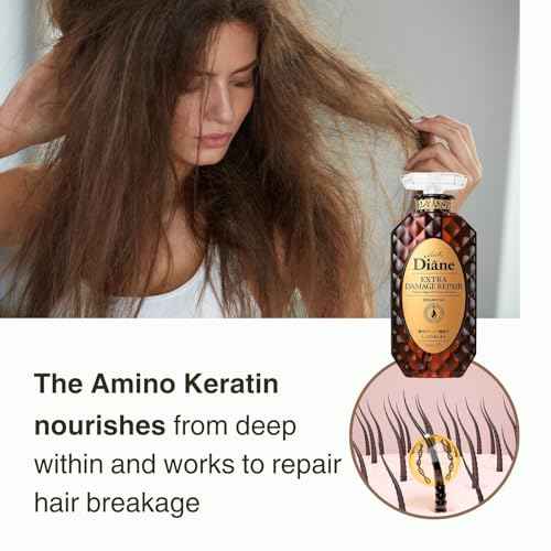 Moist Diane Repair Shampoo for Damaged Hair & Color Treated Hair, Repairing Shampoo for Women & Men by Keratin, Argan Oil, Mango Oil from Japan, Silicone& Sulfate Free 15.2 Fl Oz DAMAGE REPAIR