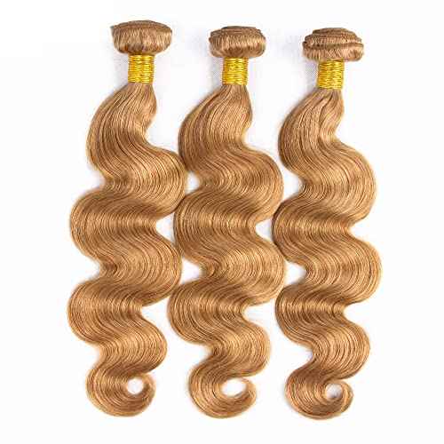 Honey Blonde Bundles Human Hair #27 Body Wave 3 Bundles 18 18 18 inch Unprocessed Peruvian Virgin Hair Bundle Blonde Body Wave Bundle