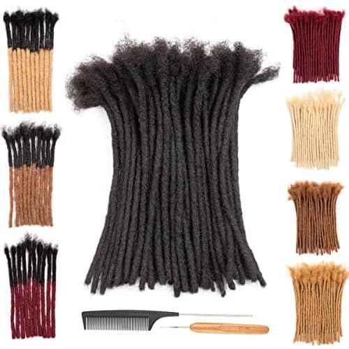 DAIXI 0.2cm & 0.4cm & 0.6cm & 0.8cm Thickness 8 Inch 60 Strands 100% Real Human Hair Dreadlock Extensions for Man/Women Permanent Loc Extensions Bundles Can Be Dyed Bleached Curled and Twisted