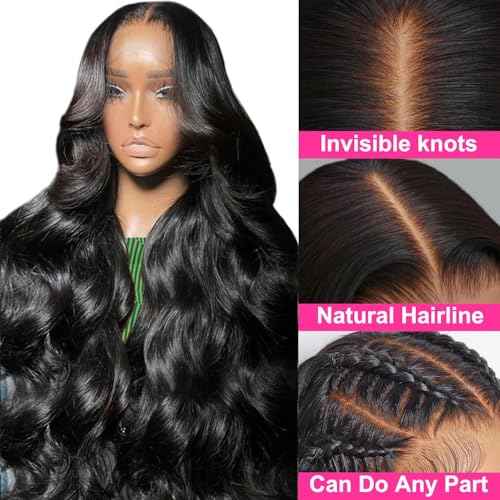 ITODAY 30 Inch Body Wave Lace Front Wigs Human Hair Pre Plucked 200% Density 13x4 HD Lace Front Human Hair Wig for Black Women Glueless Virgin Lace Frontal Wigs