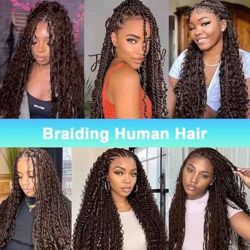 Human Braiding Hair for Boho Braids 110g 18 Inch Deep Wave Boho Bulk Human Hair for Braiding Knotless 12A Wet and Wavy Bohemian 2 No Weft Bundles/Pack Curly Braids Natural Color 4/27