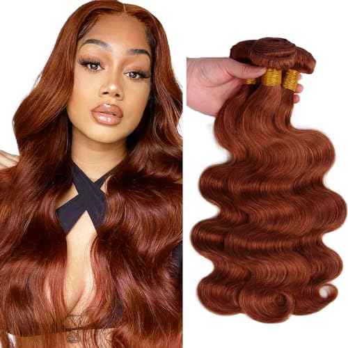 Color 33 Body Wave Bundles Reddish Brown Bundles Human Hair 24 26 28 Inch Mixed Length Unprocessed Virgin Copper Red Bundle Hair Extensions