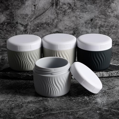 Travel Containers for Toiletries, Silicone Cream Jars BPA-Free, TSA Approved 3oz Travel Size Containers, Leak-proof Portable Size Silicone Jars with Lid for Face Hand Body Cream (4 Pack)