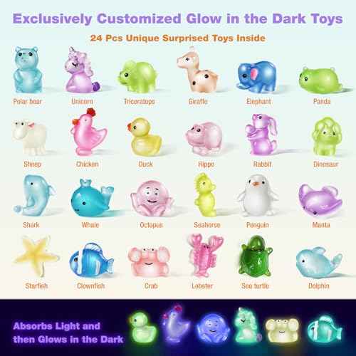 Bath Bombs for Kids with Toys Inside - 24 Pack Kids Bath Bombs with Glow in The Dark Surprise Toys Inside, Natural Organic Bubble Bath Fizzy, Christmas Gifts for Kid Girls Boys, Stocking Stuffers