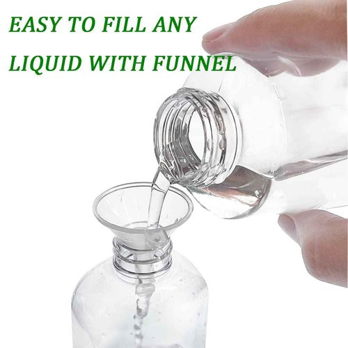 Tancano 10pcs Travel Dispenser Set, 3.4oz Clear Plastic Bottles with Pump & Mist Sprayer & Small Funnel & Labels for Soap/Shampoo/Conditioner/Body Wash