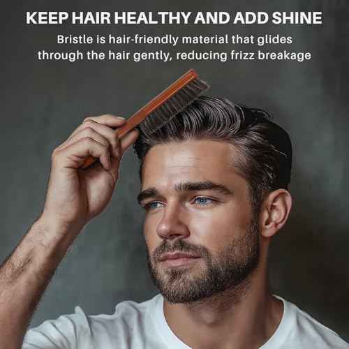 Beard Brush for Men, Ravego 100% Boar Bristle brush for Berad & Short Hair Detangle Add Natural Shine & Texture Exfoliates Skin and Scalp