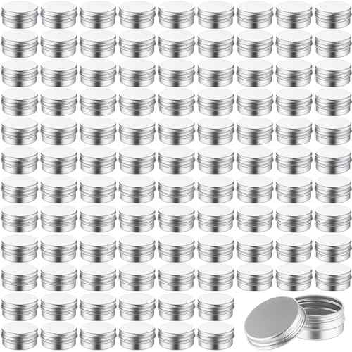 300 Pcs 1 oz Salve Tins with Lids Bulk Lip Balm Containers Round Metal Containers with Screw Top Lids Aluminum Silver Tin Cans for DIY Salve Candle