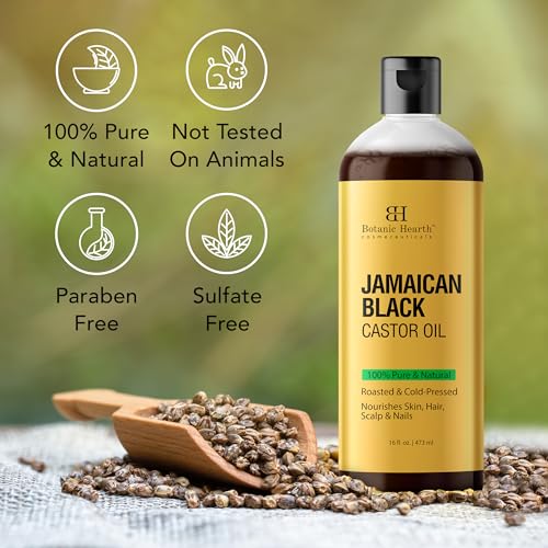Botanic Hearth Castor Oil | 100% Pure & Natural, Cold Pressed, Organic | 16 fl oz| For Hair, Eyelashes & Eyebrows | Hexane Free, Fast Absorbing