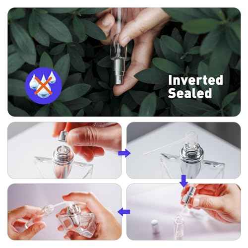 Travel Perfume Bottle Refillable, 16pcs 10ML Mini Glass Perfume Containers with Funnel and Label, Empty Portable Leak-proof Fragrance Bottles Spray Atomizer Pump Bottle Kit for Toiletries