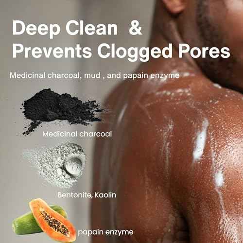 Pelican Soap 8 Count Black Bar Soap for Women & Men, Exfoliating Bar Soap for Pore Cleansing, Organic Body Soap Bar with Charcoal, Bentonite Clay, Kaolin & Papaya Enzyme from Japan Skincare